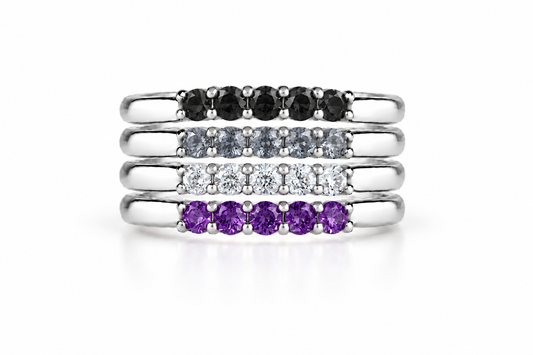 Build Your Flag - Asexual Pride Stack in 14K White Gold