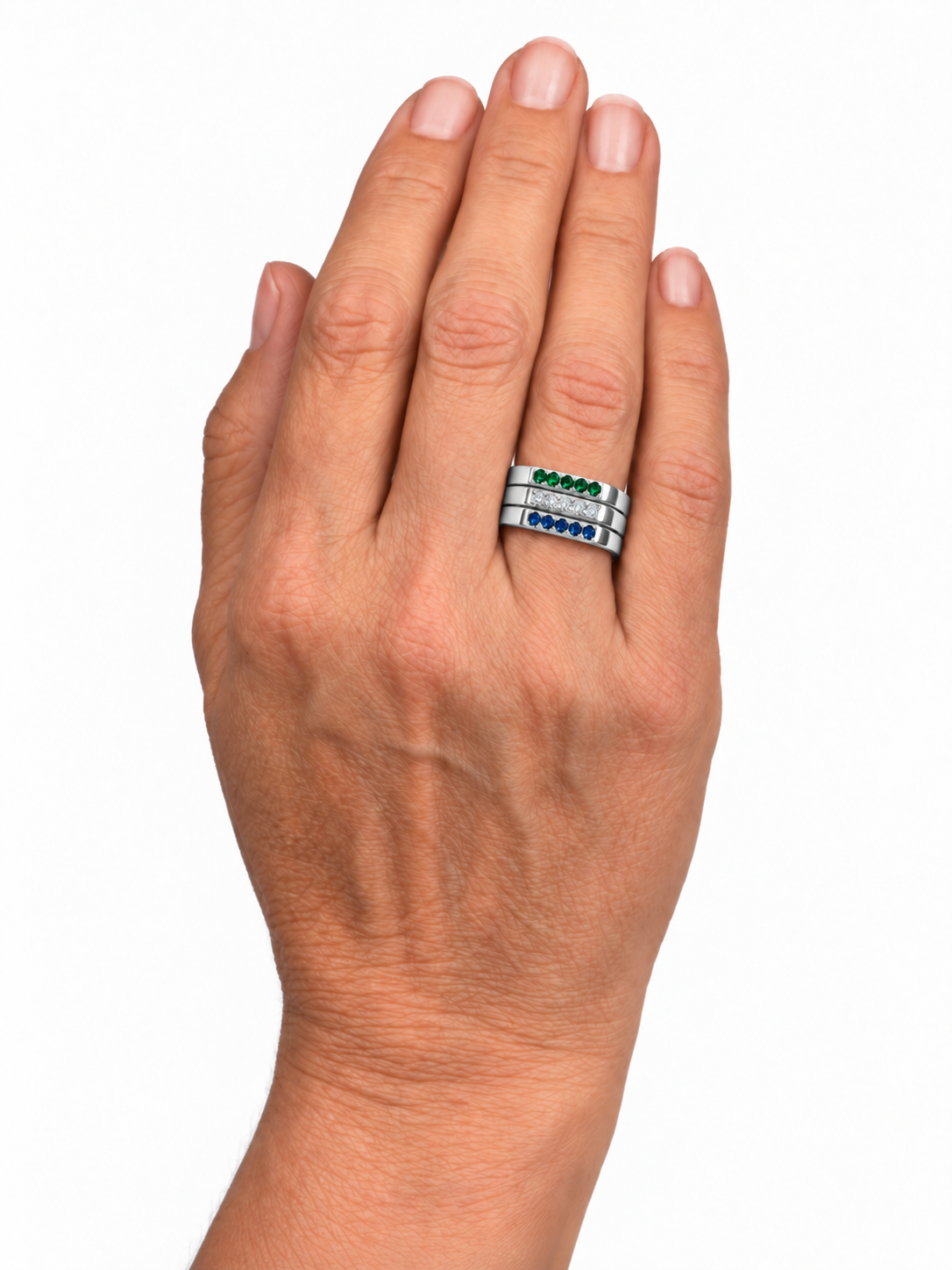 Build Your Flag - Gay Man Pride Square Stack in 14K White Gold