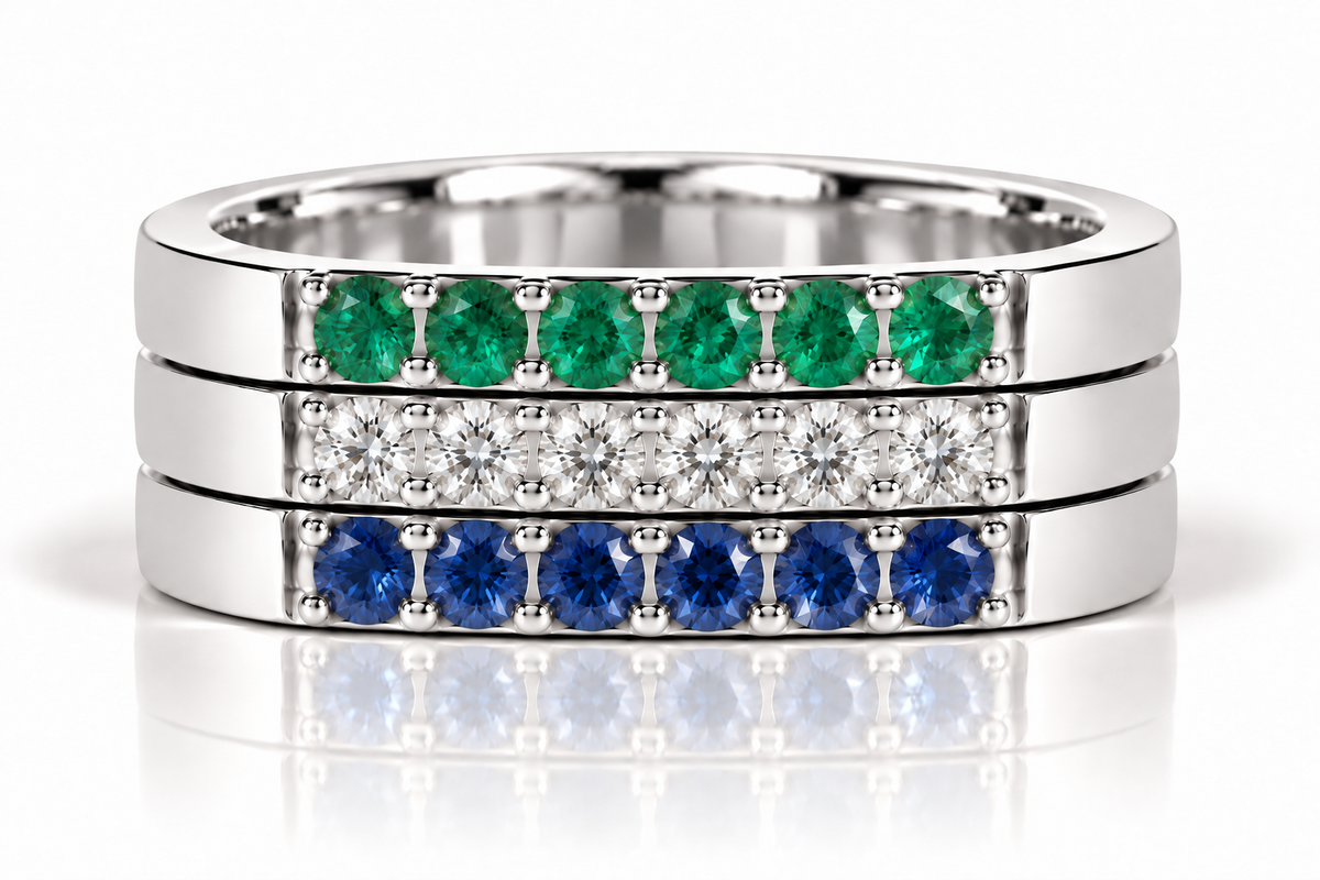 Build Your Flag - Gay Man Pride Square Stack in 14K White Gold