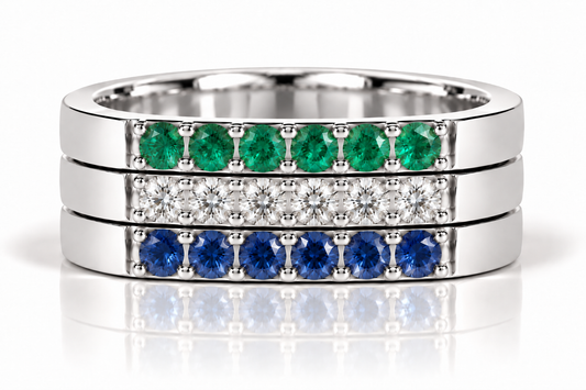 Build Your Flag - Gay Man Pride Square Stack in 14K White Gold