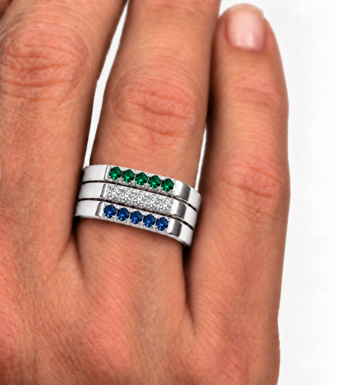 Build Your Flag - Gay Man Pride Square Stack in 14K White Gold