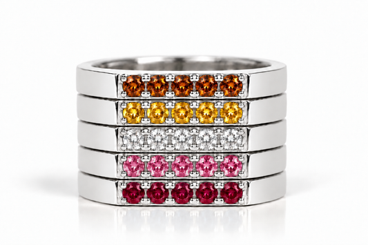 Build Your Flag - Lesbian Pride Square Five Stack in Sterling Silver