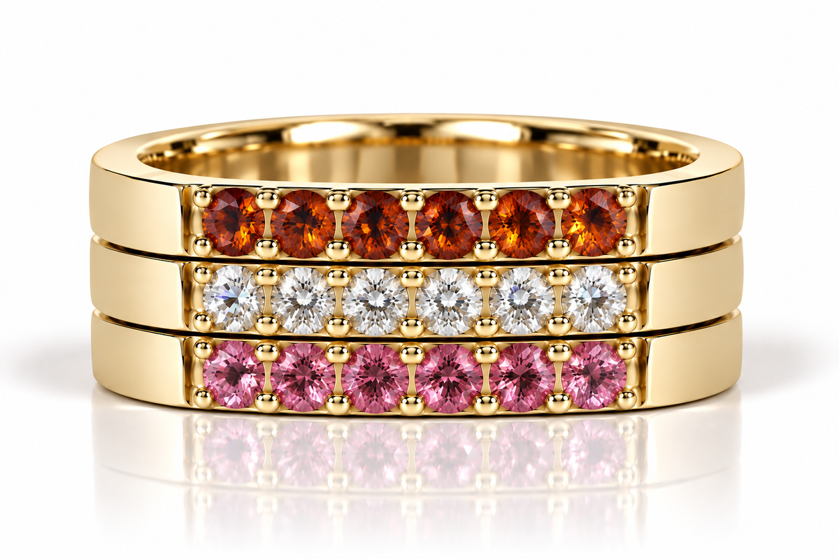 Build Your Flag - Lesbian Pride Square Stack in 14K Yellow Gold