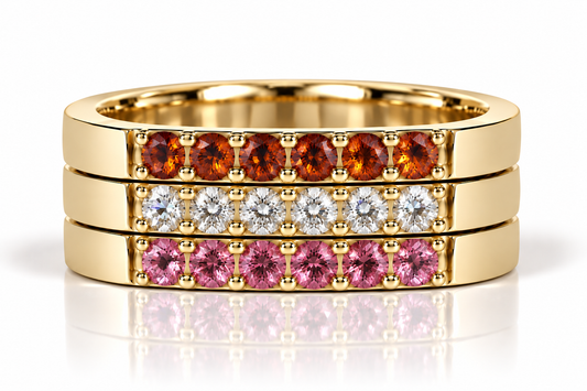 Build Your Flag - Lesbian Pride Square Stack in 14K Yellow Gold