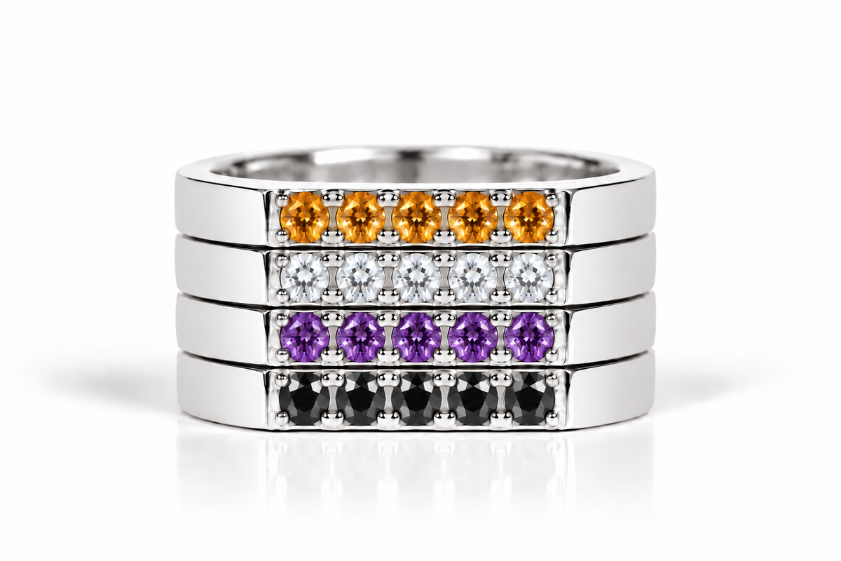 Build Your Flag - Non Binary Pride Square Stack in Sterling Silver