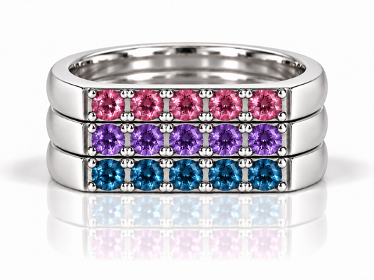 Build Your Flag - Bisexual Pride Square Stack in Sterling Silver