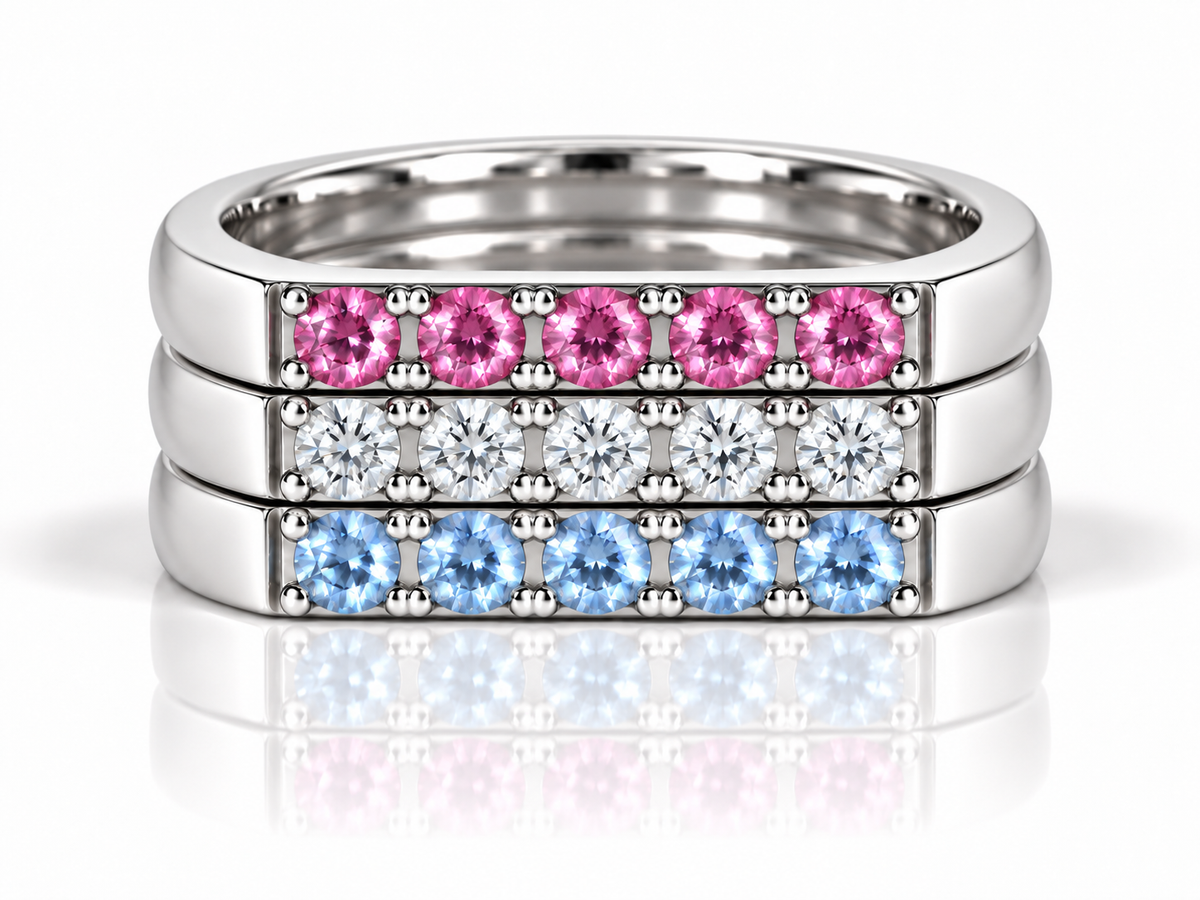Build Your Flag - Trans Pride Square Stack in Sterling Silver