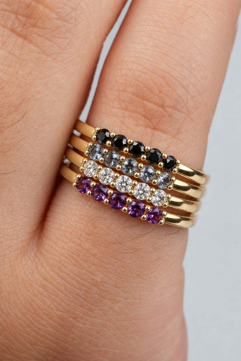 Build Your Flag - Asexual Pride Stack in 14K Yellow Gold