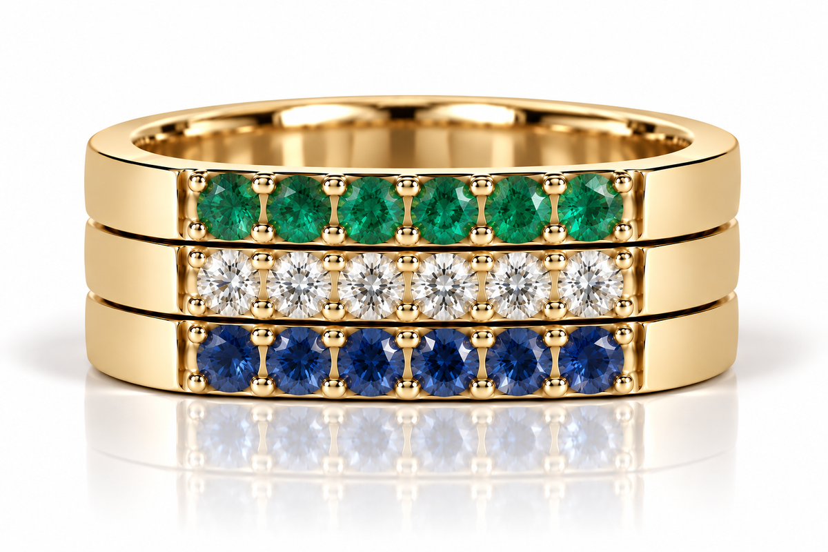 Build Your Flag - Gay Man Pride Square Stack in 14K Yellow Gold