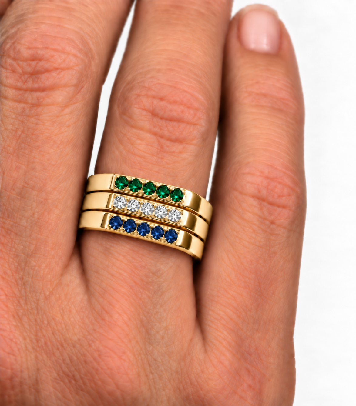 Build Your Flag - Gay Man Pride Square Stack in 14K Yellow Gold
