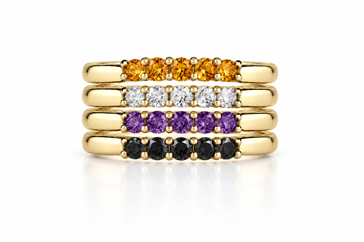 Build Your Flag - Non Binary Pride Stack in 14K Yellow Gold
