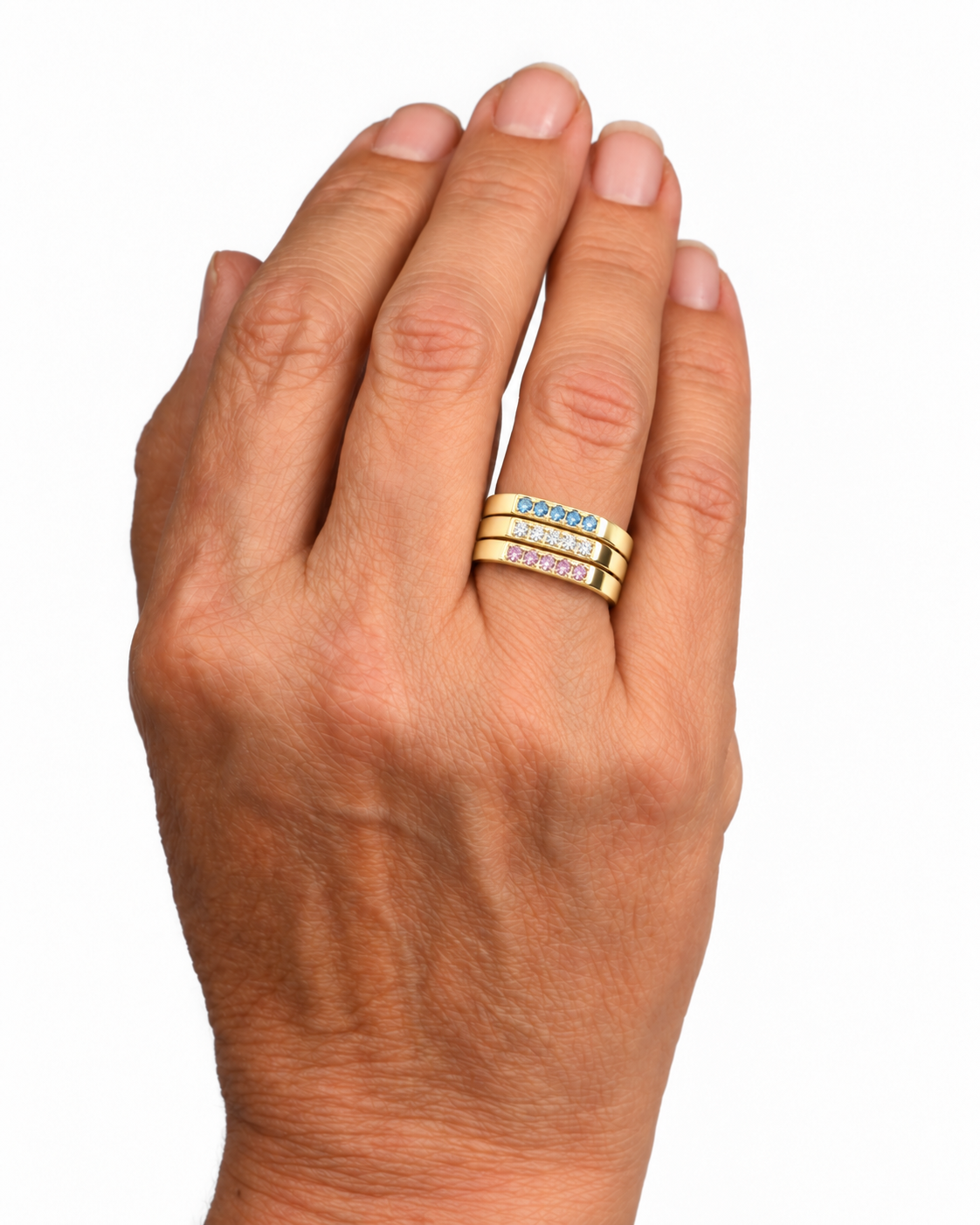 Build Your Flag - Trans Pride Square Stack in 14K Yellow Gold