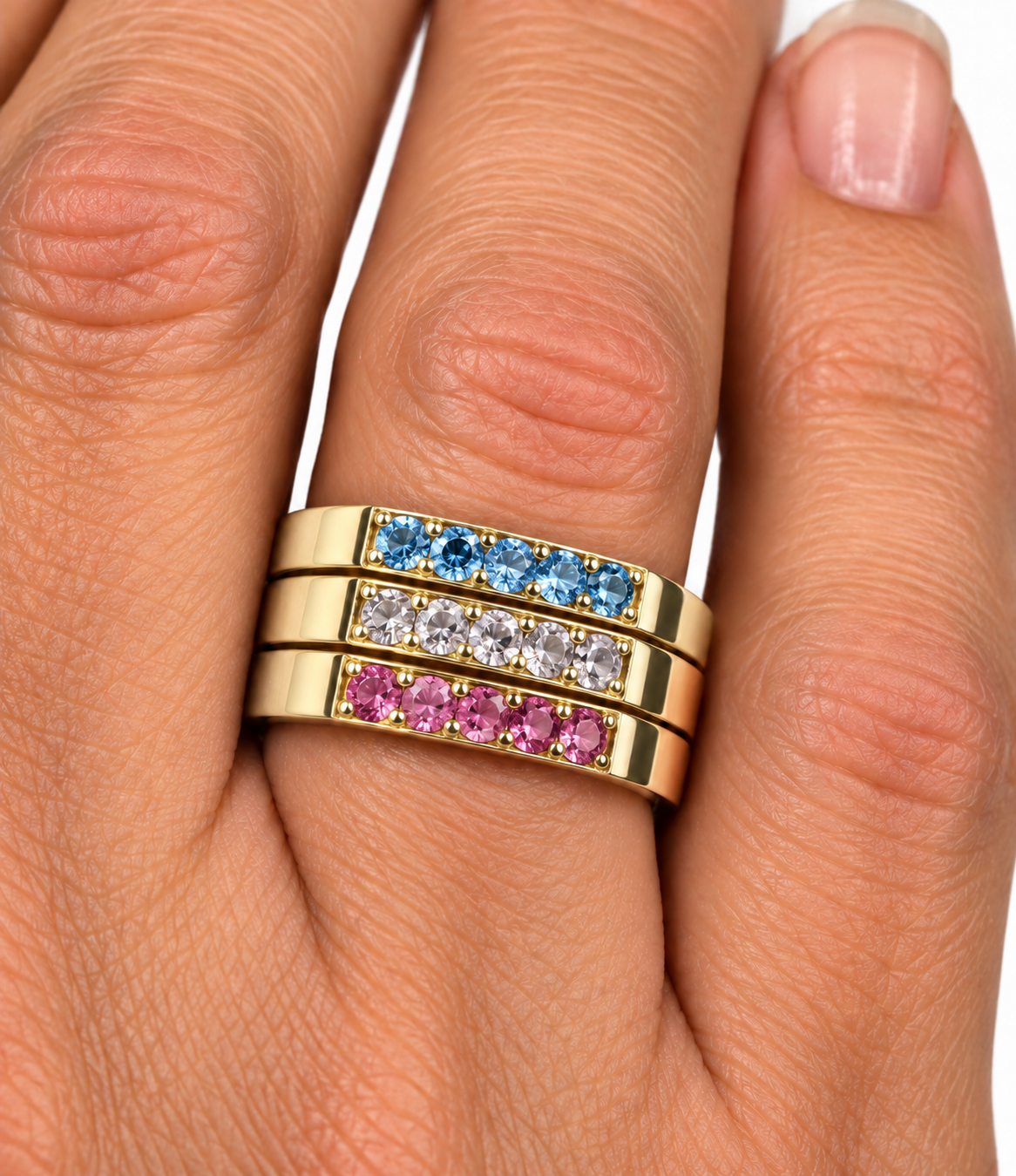 Build Your Flag - Trans Pride Square Stack in 14K Yellow Gold