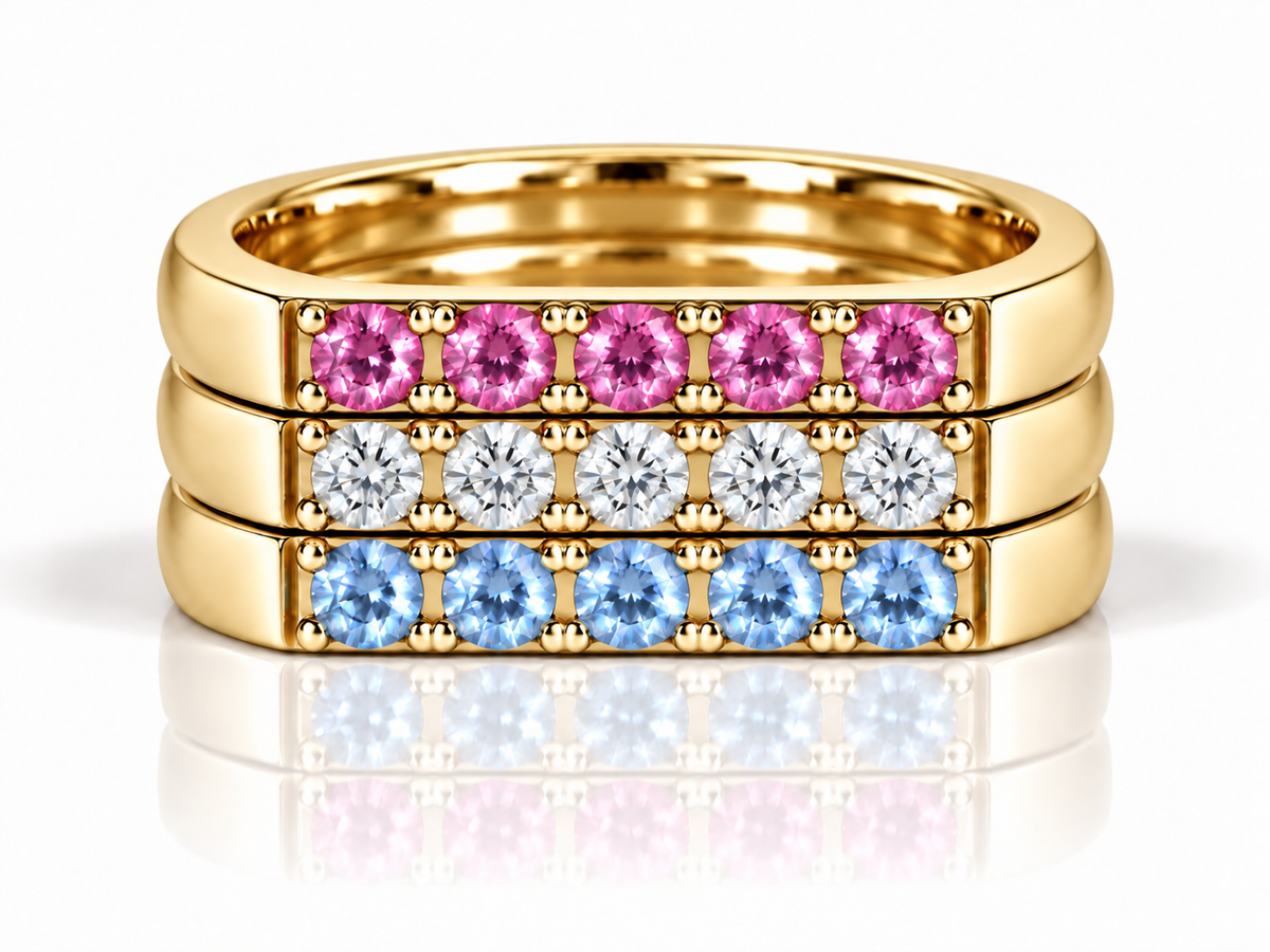 Build Your Flag - Trans Pride Square Stack in 14K Yellow Gold