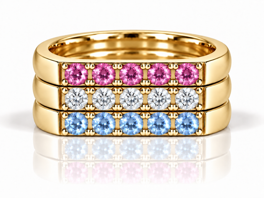 Build Your Flag - Trans Pride Square Stack in 14K Yellow Gold