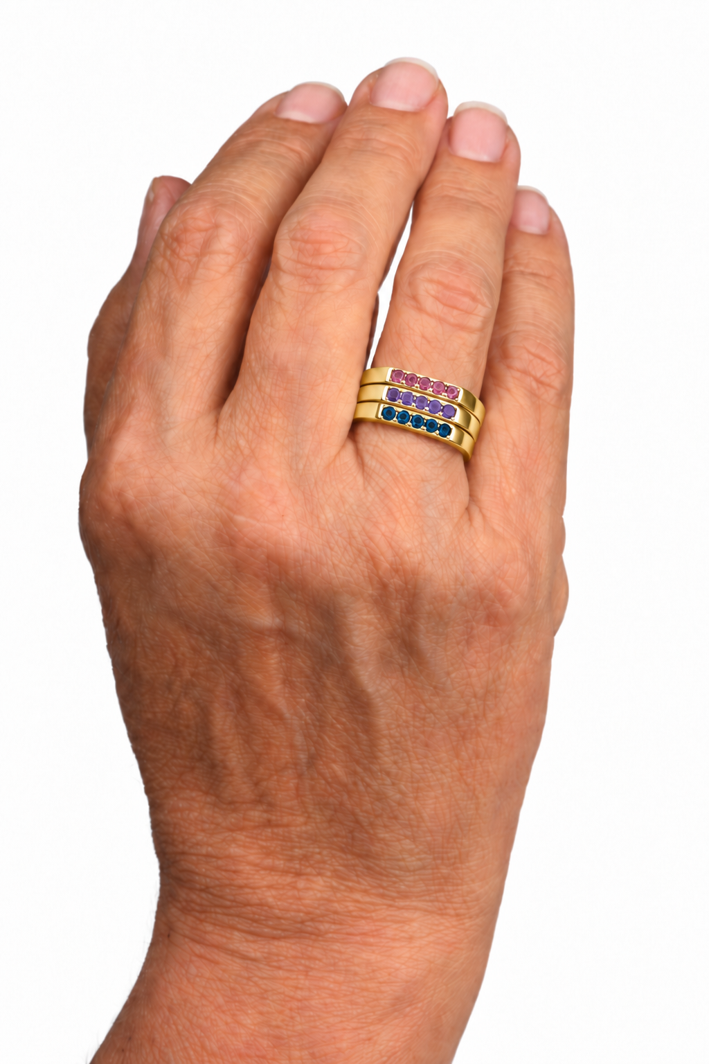 Build Your Flag - Bisexual Pride Square Stack in 14K Yellow Gold