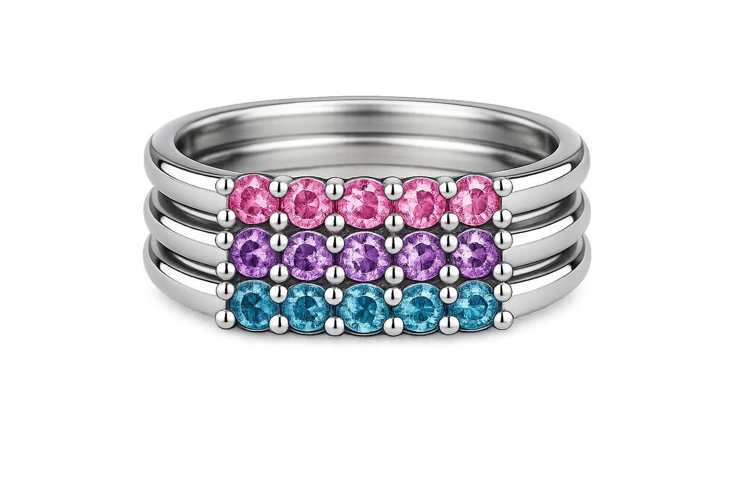 Build Your Flag - Bisexual Pride Stack in 14K White Gold