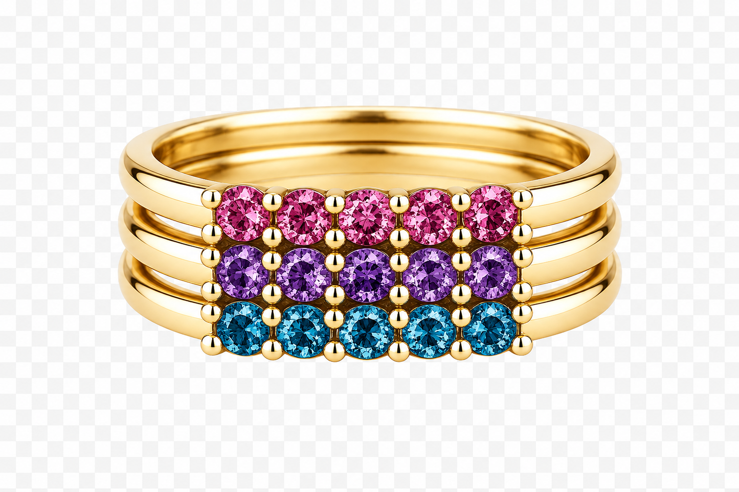 Build Your Flag - Bisexual Pride Stack in 14K Yellow Gold