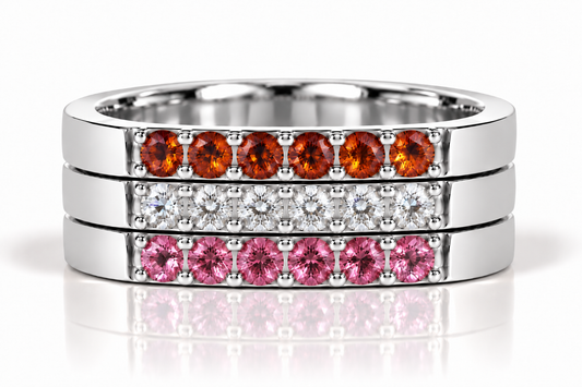 Build Your Flag - Lesbian Square Three Stack in Sterling Silver