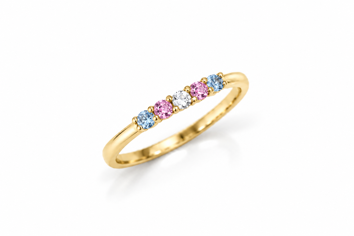 Build Your Flag - Trans Pride Ring in 14K Yellow or White Gold