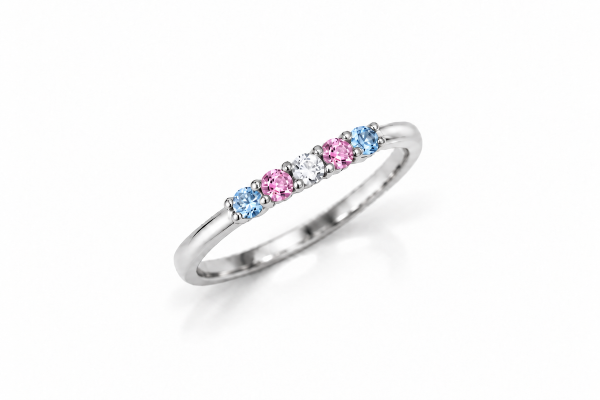 Build Your Flag - Trans Pride Ring in 14K Yellow or White Gold
