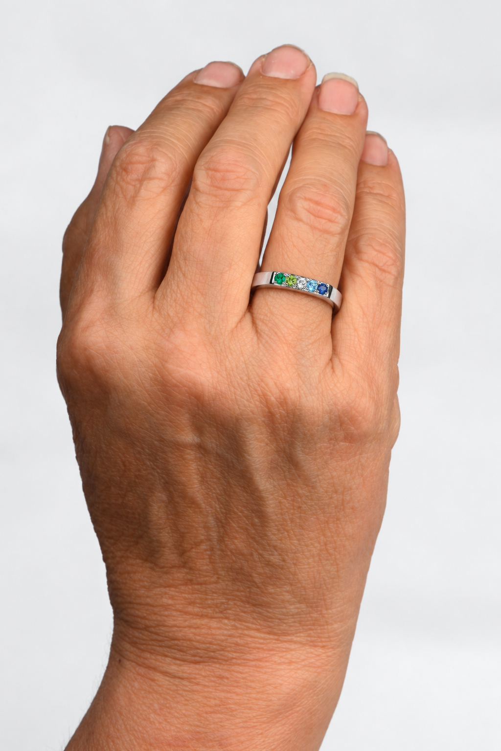 Build Your Flag - Gay Man Pride Square Ring in 14K Yellow or White Gold