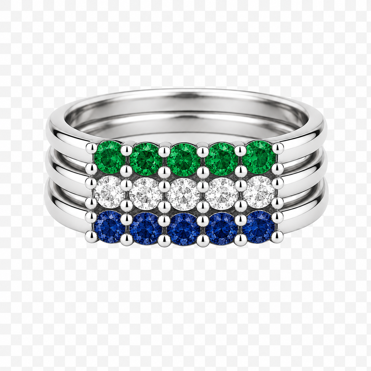 Build Your Flag - Gay Man Pride Three Stack in Sterling Silver