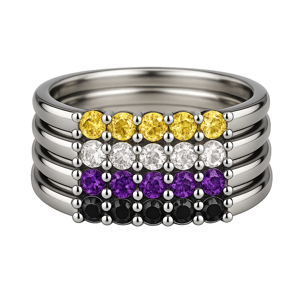 Build Your Flag - Non Binary Pride Stack in Sterling Silver