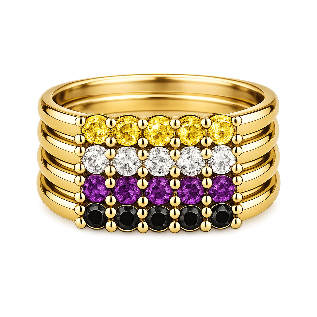 Build Your Flag - Non Binary Pride Stack in 14K Yellow Gold