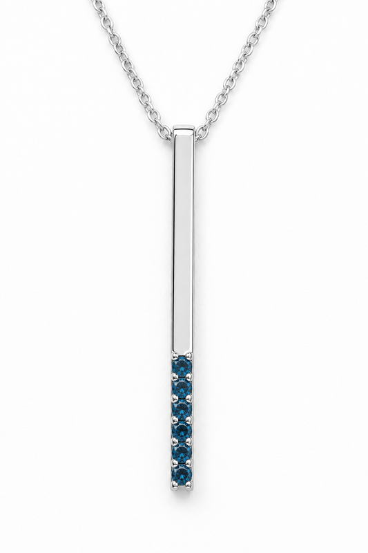 Build Your Flag Pillar Drop Pendant - Semiprecious Gemstones in 14K White Gold