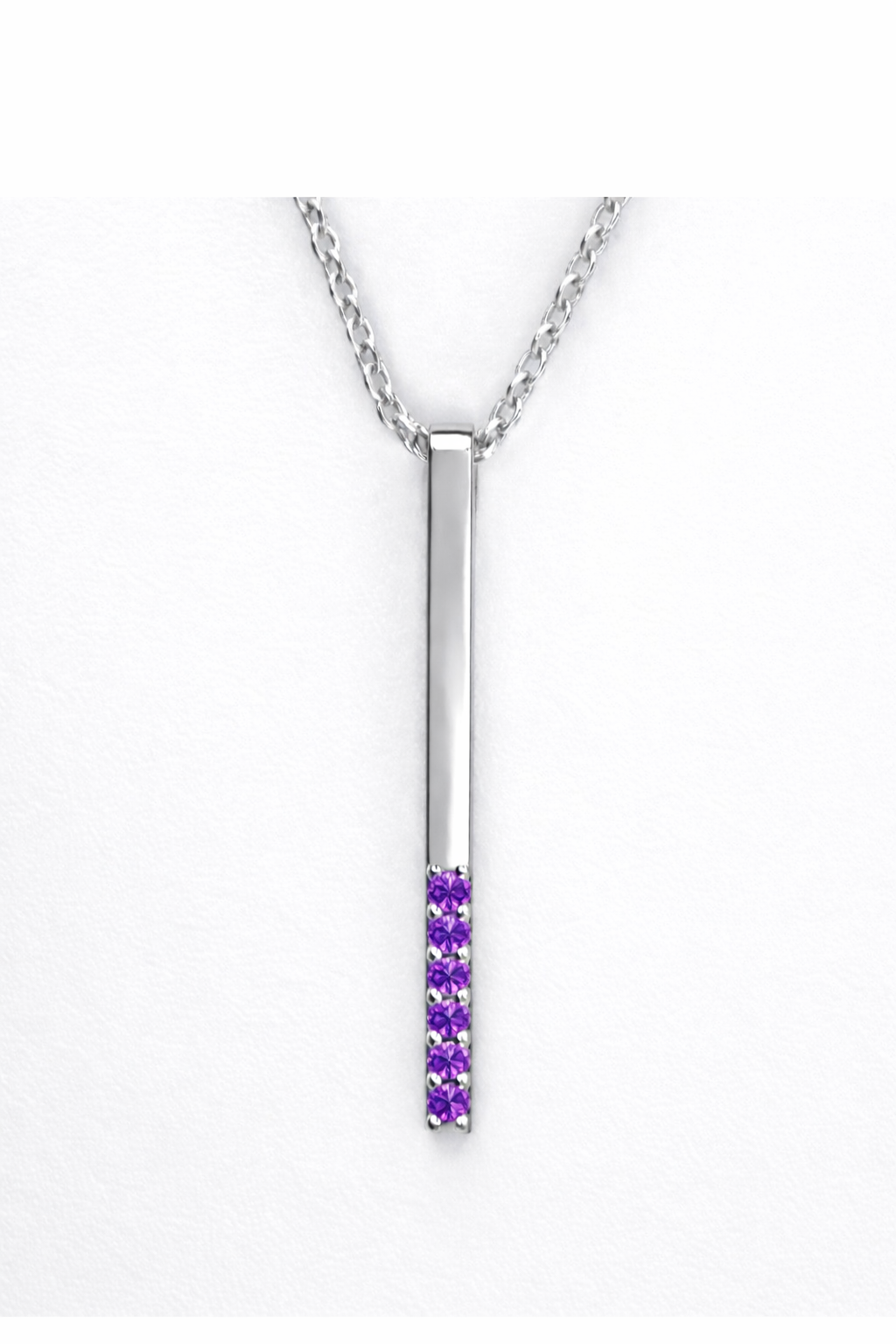 Build Your Flag Pillar Drop Pendant - Semiprecious Gemstones in 14K White Gold