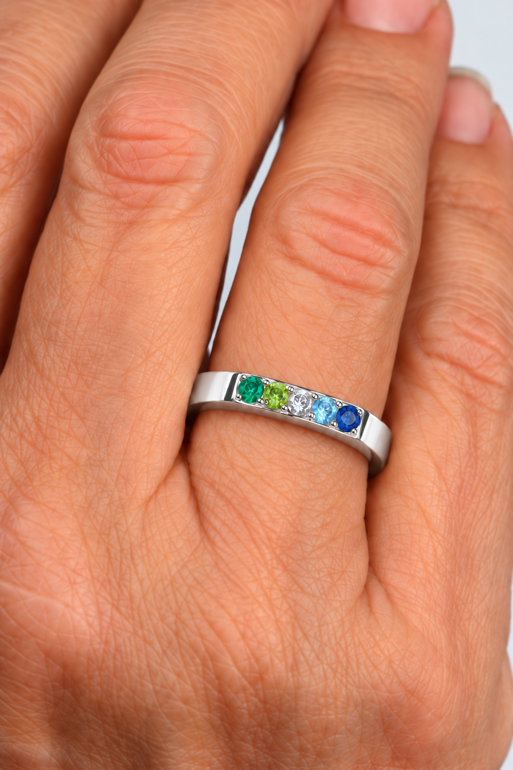 Build Your Flag - Gay Man Pride Square Ring in 14K Yellow or White Gold