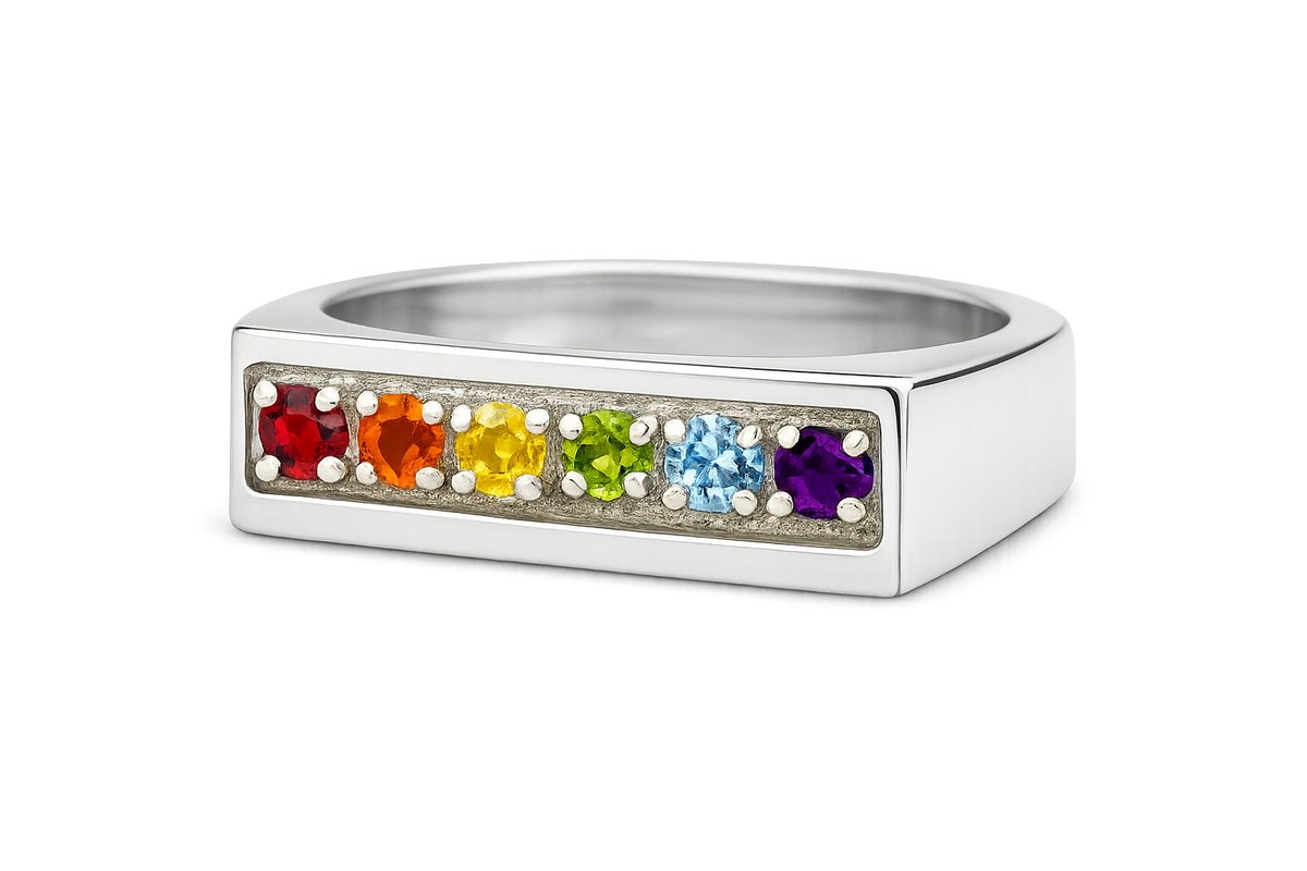 Pride Rainbow Ring - Genuine Stones in Sterling Silver
