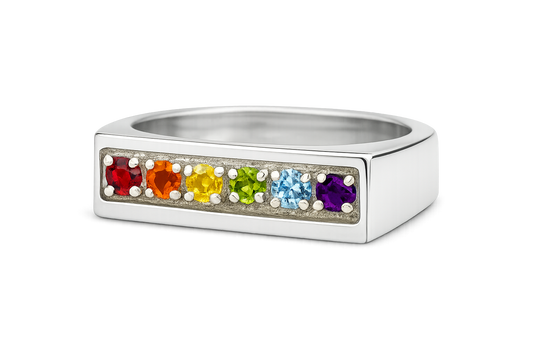 Pride Rainbow Ring - Genuine Stones in Sterling Silver