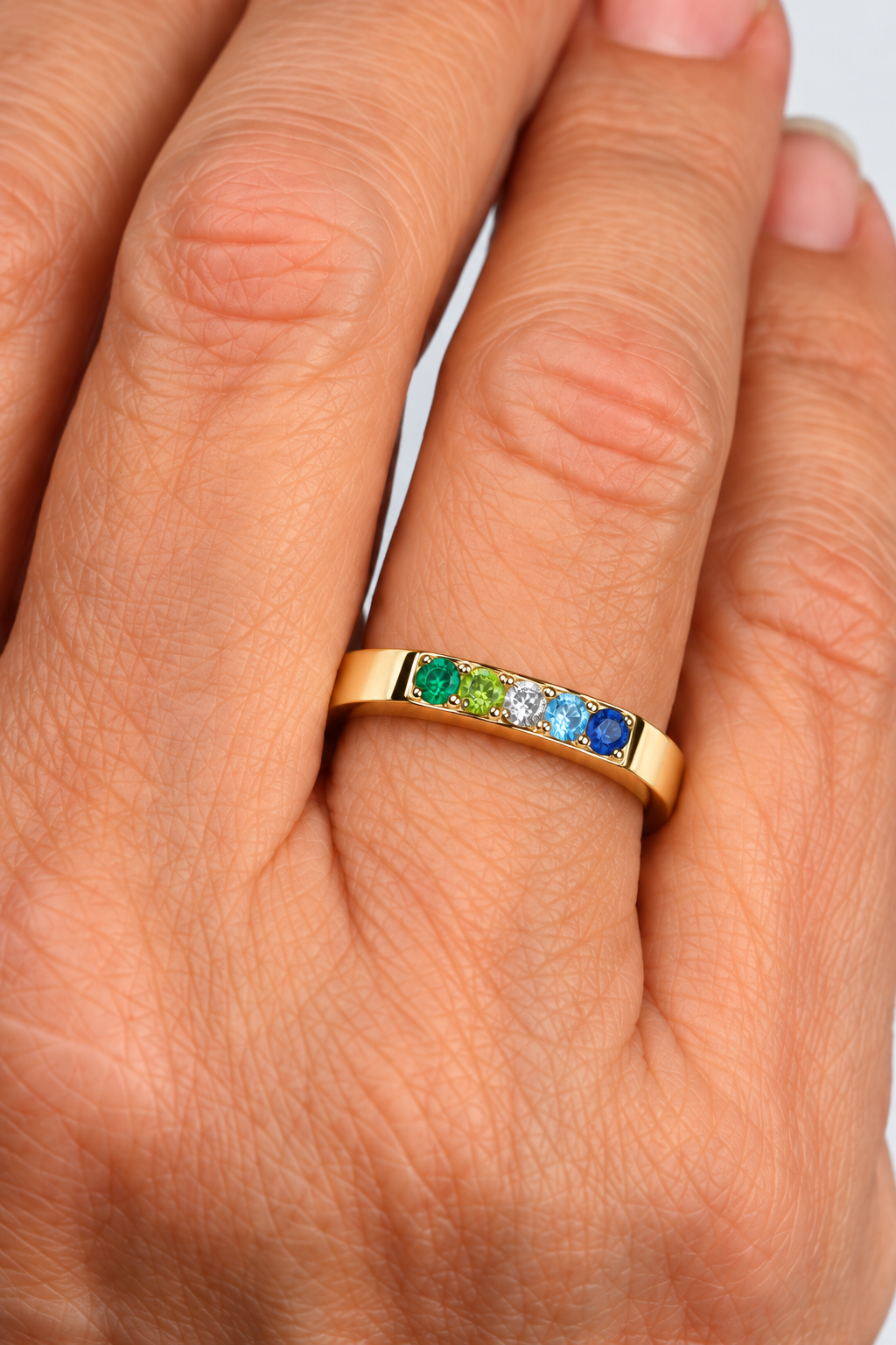 Build Your Flag - Gay Man Pride Square Ring in 14K Yellow or White Gold