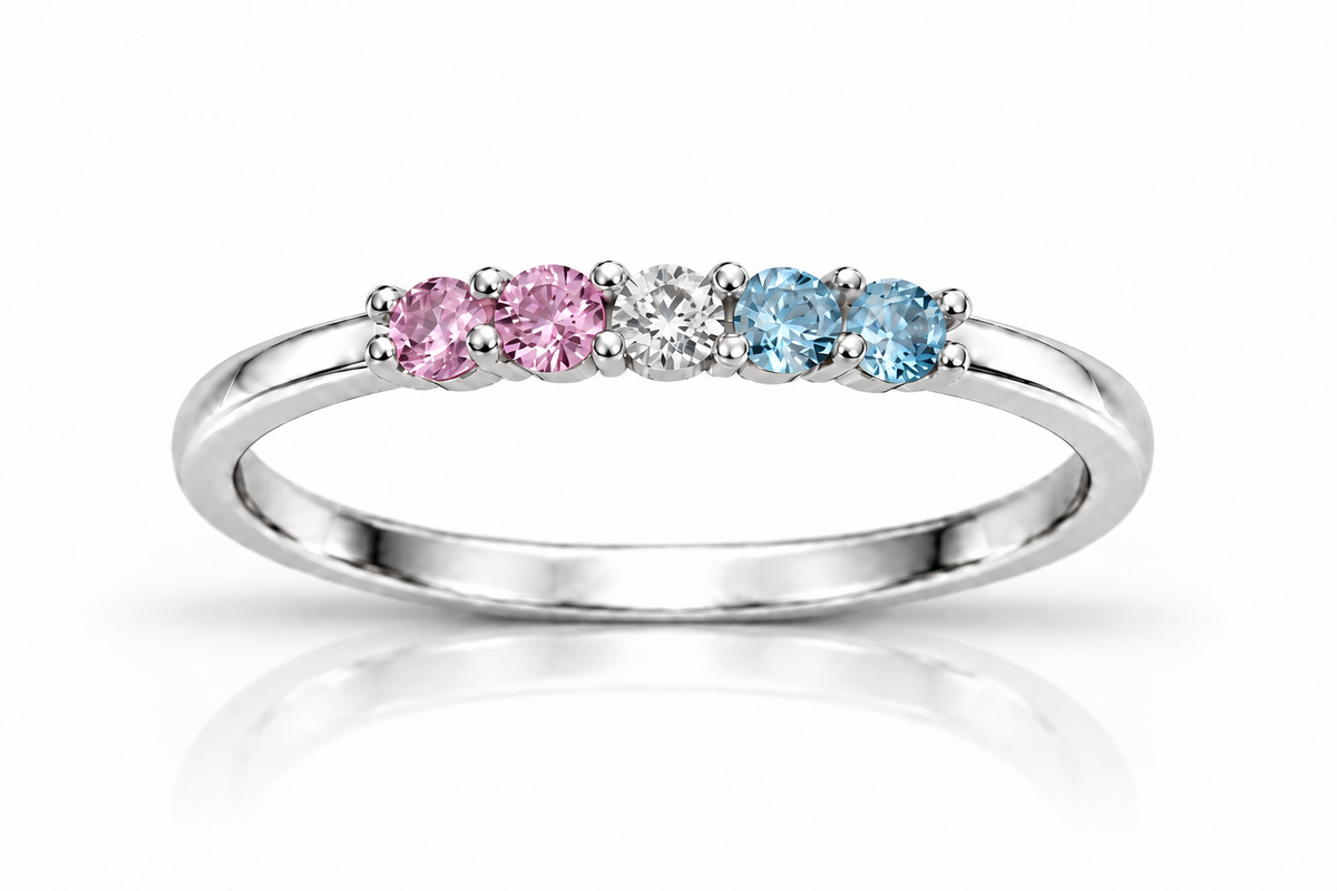 Build Your Flag - Trans Pride Ring in 14K Yellow or White Gold