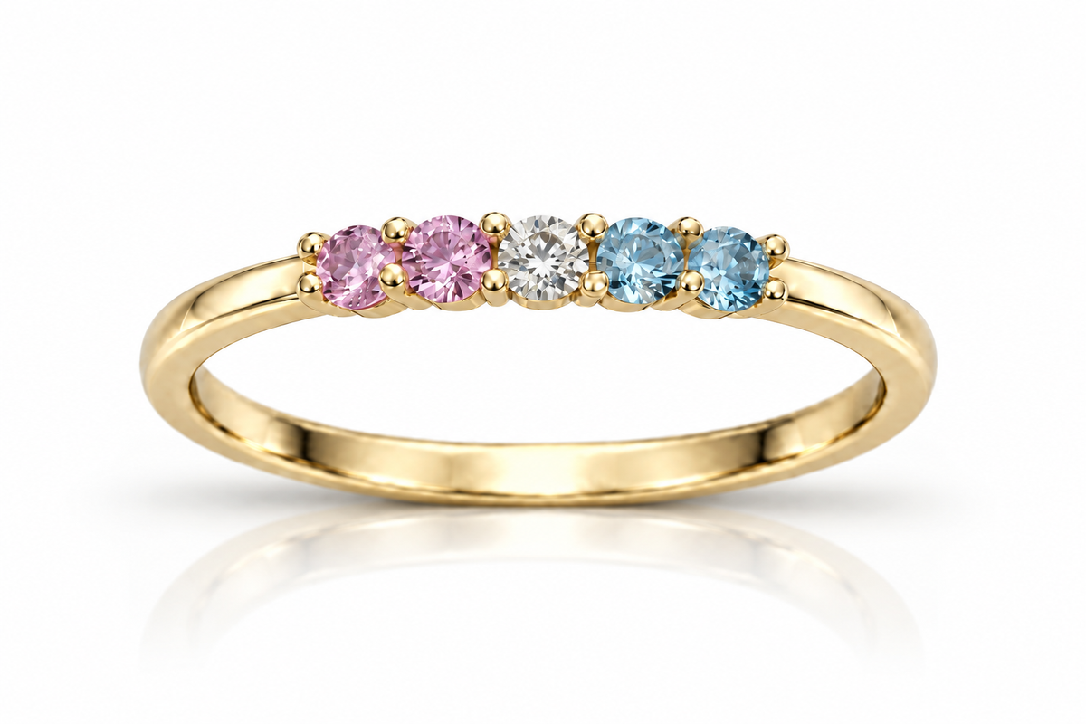 Build Your Flag - Trans Pride Ring in 14K Yellow or White Gold