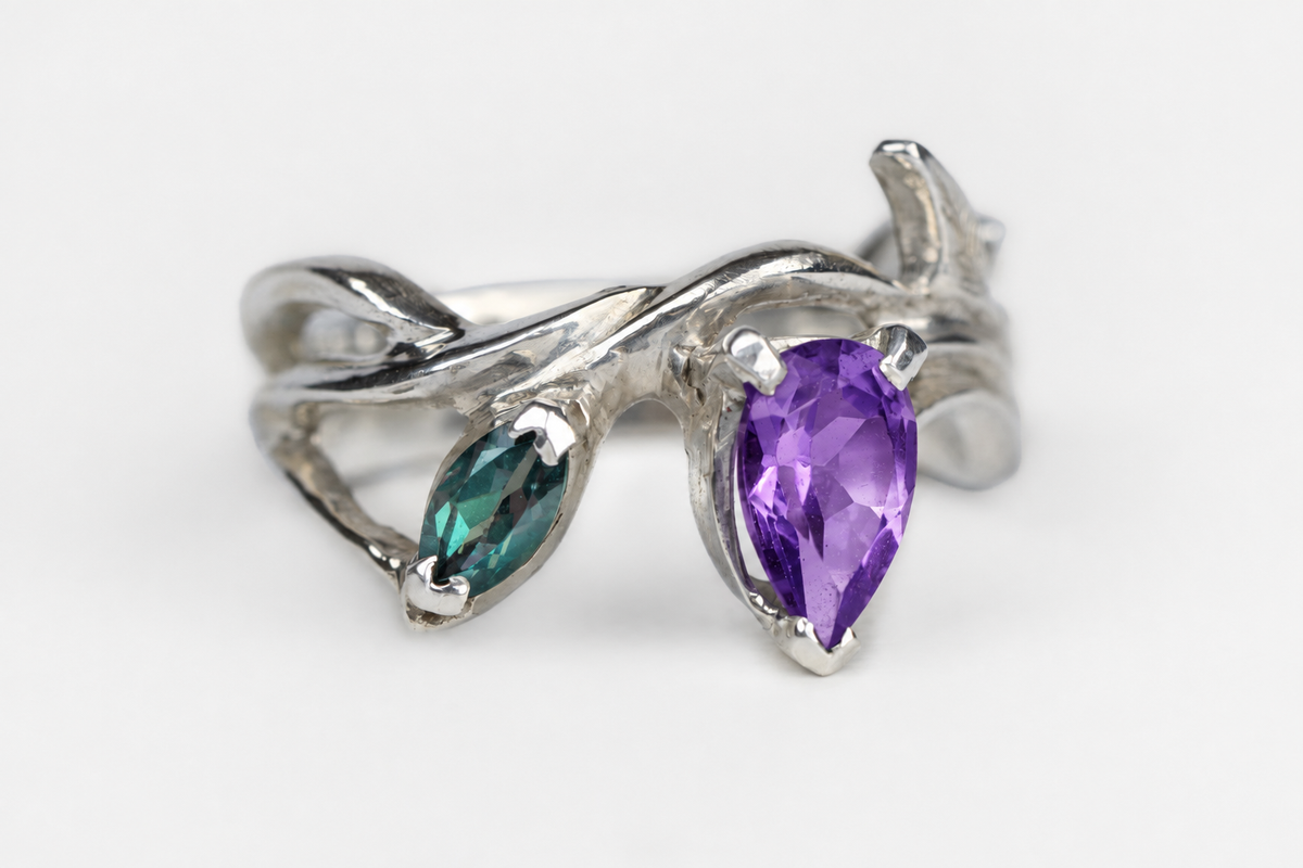 Evervine Partner Ring - Semi Precious Stones in 14K White Gold