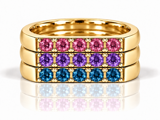 Build Your Flag - Bisexual Pride Square Stack in 14K Yellow Gold