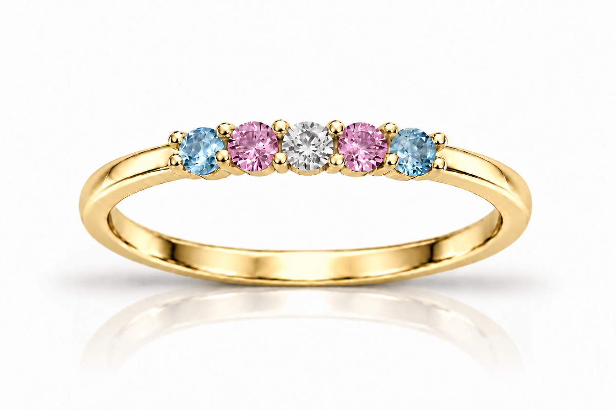 Build Your Flag - Trans Pride Ring in 14K Yellow or White Gold